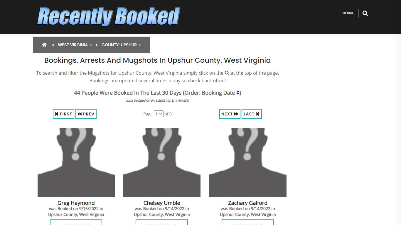 Bookings, Arrests and Mugshots in Upshur County, West Virginia