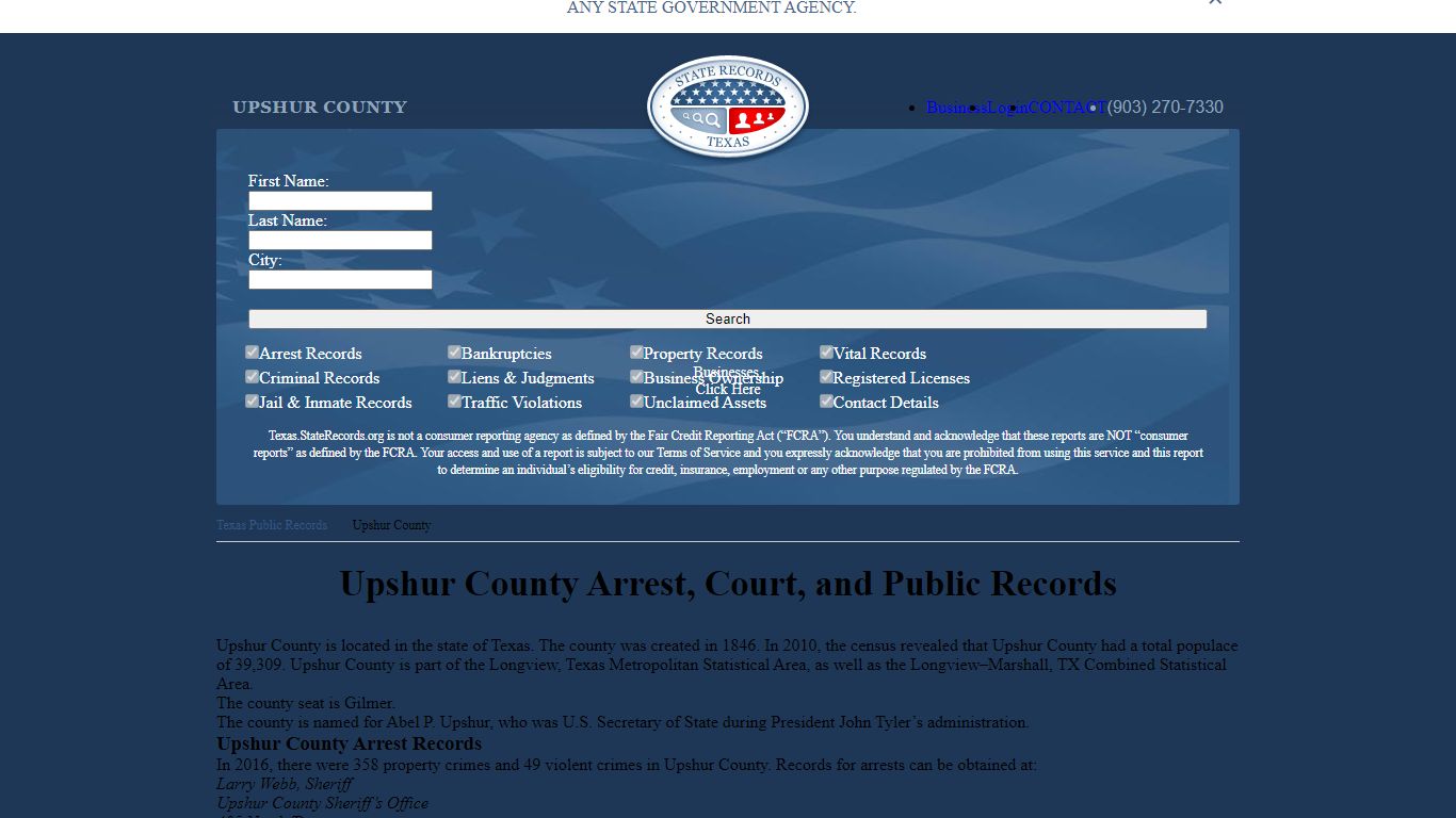 Upshur County Arrest, Court, and Public Records